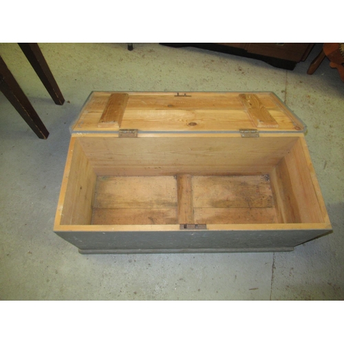 834 - A Grey Painted Pine Storage Box  (small amount of trim missing as pictured)