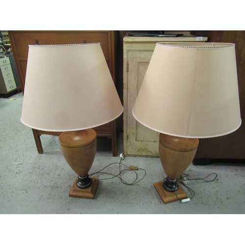 842 - An Impressive Pair of Large Lamps approx 1 Mtr Tall with Shades ( some compressing to shades)