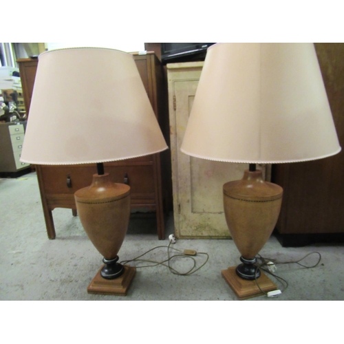 842 - An Impressive Pair of Large Lamps approx 1 Mtr Tall with Shades ( some compressing to shades)