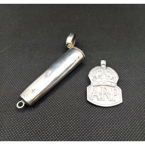 62a - Hallmarked Silver ARP Badge and Hallmarked Silver Vest Match Case ( marked inside case)