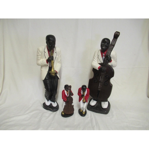 56b - 2 x Large 50cm Tall and 2 x Small Jazz Player Ornaments