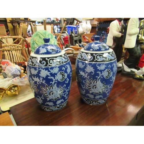 70b - 2 x Large SIA Blue and White Ginger Jars 33cm High