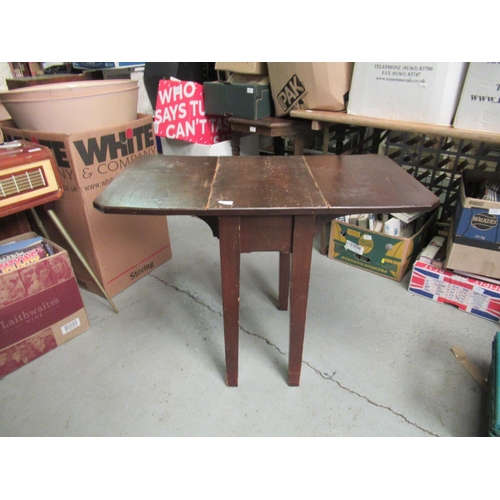 839c - Small Wooden Drop Leaf Table Open = 92cm x 50 cm x 70,  35cm (closed)