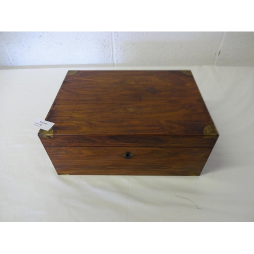 75 - A Brass Inlaid Sewing Box and Contents