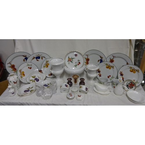 85 - A Quantity of Royal Worcester 'Evesham' China plus Dartmouth Pottery, Urns and Vases, Crystalware et... 