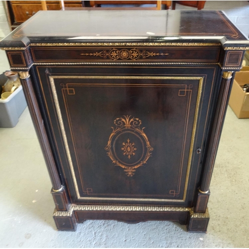 94 - A Victorian Mourning Period Cabinet with Key 83 x 40 x 106cm