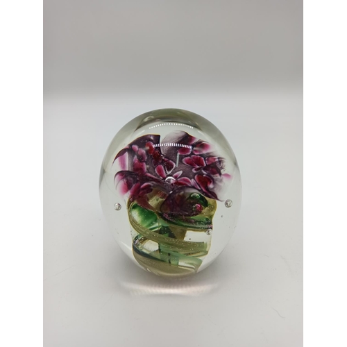 28 - A Magnum sized 9.5 cm Bohemia Glass Floral Paperweight