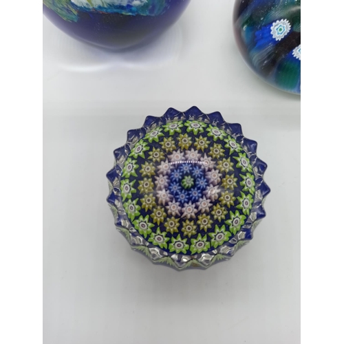 29 - 3 x Assorted Paperweights Including Millefiori