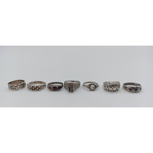 54 - Bag of Hallmarked  x 7 Silver Rings, 22grams