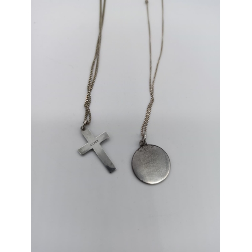 61 - Silver Hallmarked St Christopher on Silver Chain and Silver Crucifix on Silver Chain 6.97 grams