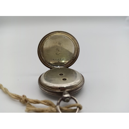 9 - Hall Marked Silver Pocket Watch with Key -Working Order