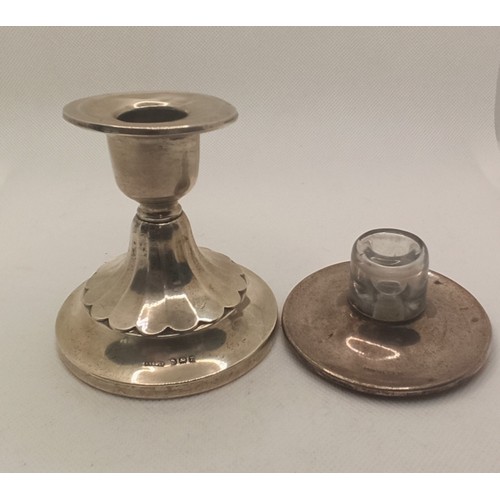7A - An S. Blanckensee & Son Ltd and William James Holmes glass and Hallmarked Silver Candlesticks