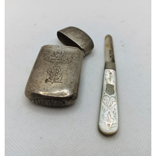 8C - A Hallmarked (worn) Silver Matchcase with the inscription 'Spero Meliora' - 'I hope for better thing... 