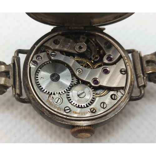 8D - A Silver W E Watts Greenwich Lever Pocket Watch with key and a ladies Silver Swiss 15 Jewell Wristwa... 