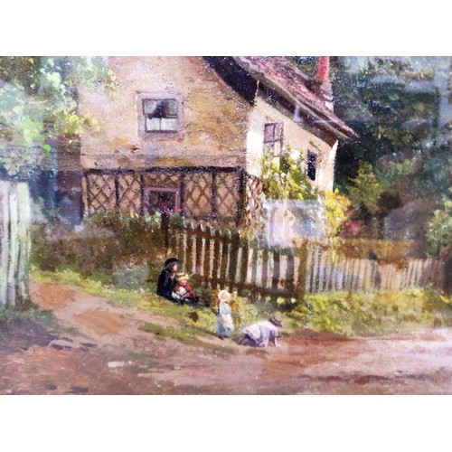 1 - EDWARD HENRY HOLDER (1847-1922), OIL ON CANVAS, Children in a Cottage Garden - 67 x 50 cm in frame u... 