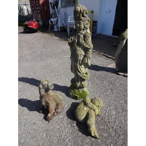 37c - 3 x Garden Ornaments largest Statue 100cm