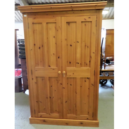 39 - A Large Solid Pine Wardrobe 120 x 56 x 198cm