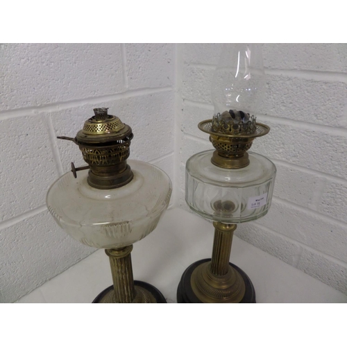 72 - Vintage Oil Lamps x 2 ( one with glass missing)