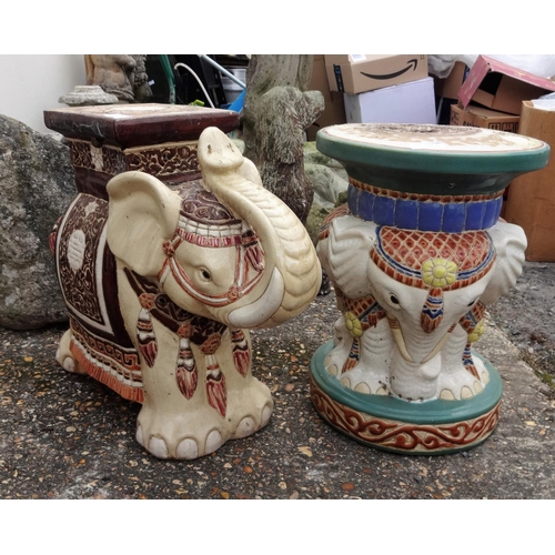 37d - A Glazed Ceramic Chinese Elephant Footstool and a Chinese Ceramic Footstool ( some chipping to top a... 