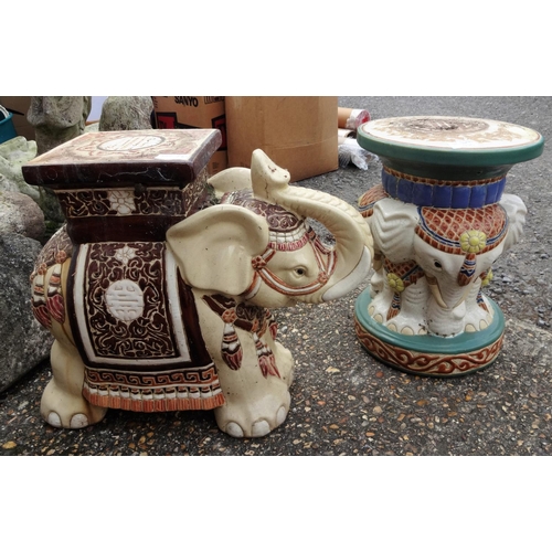 37d - A Glazed Ceramic Chinese Elephant Footstool and a Chinese Ceramic Footstool ( some chipping to top a... 