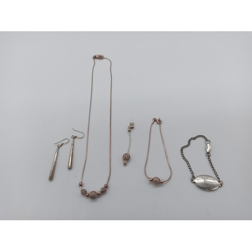 55 - Hallmarked Silver Necklace, Bracelets and Earrings 19.3 Grams