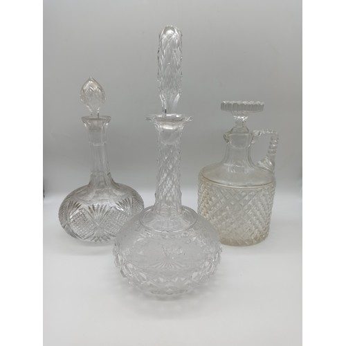 81a - 3 x Cut Glass Decanters