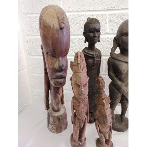 52f - Tribal Art Carved Figurines, the tallest 48cm