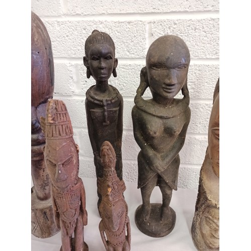 52f - Tribal Art Carved Figurines, the tallest 48cm