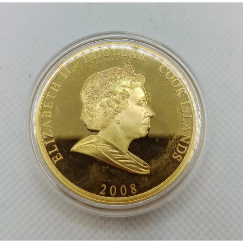 174A - A Collectors box containing 9 x Cook Island  Gilt Dollars and Princess Diana $1 Gilt Coins