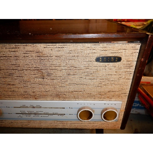 106 - Baird Vintage Record Player in Mahogany Style Unit with Brass Pad Feet and Material Frontage