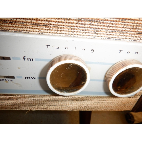 106 - Baird Vintage Record Player in Mahogany Style Unit with Brass Pad Feet and Material Frontage