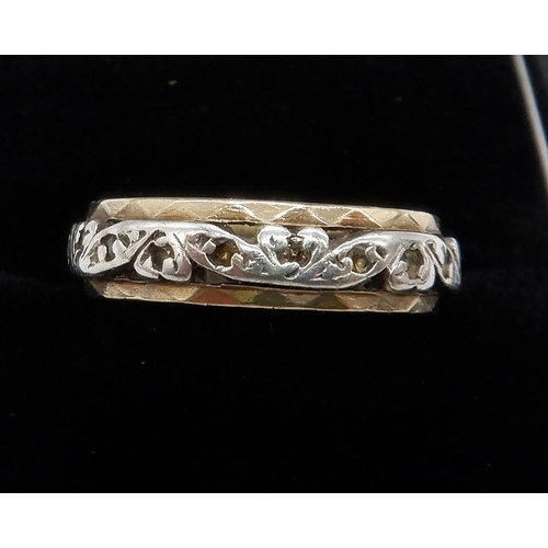 13 - Hallmarked 9 Carat Gold Eternity Ring with Crystal Accents 3.75 Grams Size P