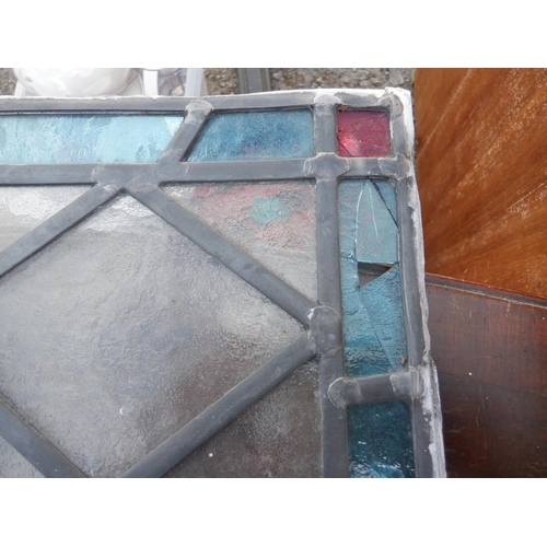 137 - Stain Glass Leaded Window Pane approx. 63 x 53cm ( slight crack - see photo)