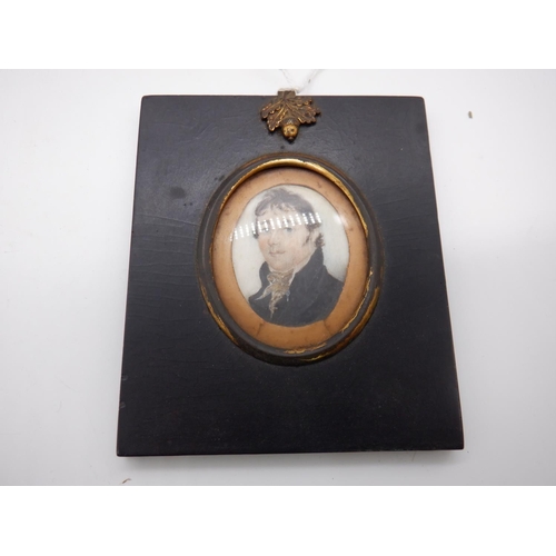 15a - Miniature Portrait of a Gentleman Painted on Bone