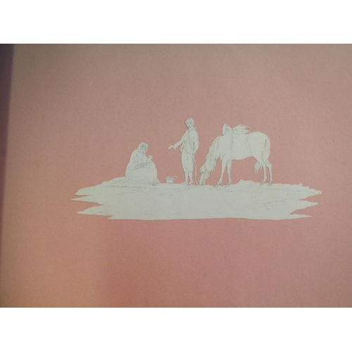 186 - An Album of 1840's Paper Silhouettes and Circular Framed Silhouette of Children Playing