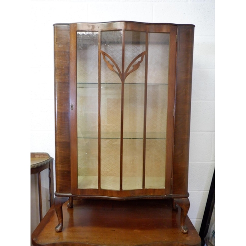 222 - Mid 20th Century Wooden / Glass Display Cabinet on Pad Feed with Glass Shelves ( no key) approx. 73 ... 