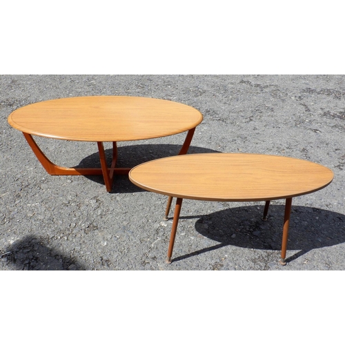 233 - 2 Elliptical Shape Coffee Tables approx. 105 x 53 x 41cm and 85 x 32 x 40 cm