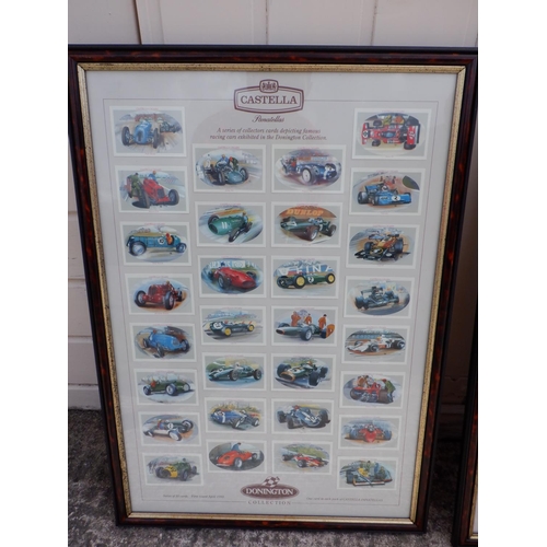 244 - 2 x Framed Collections of Castella Cigar Cards Depicting Racing Cars and Locomotives approx. 65 x 45... 