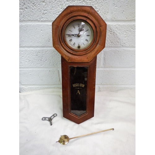 247 - Mahogany 31 Day Regulator Wall Clock with Pendant and Key