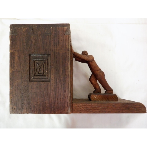 274 - Carved Wooden Bookends Depicting 2 x Strong Gentleman