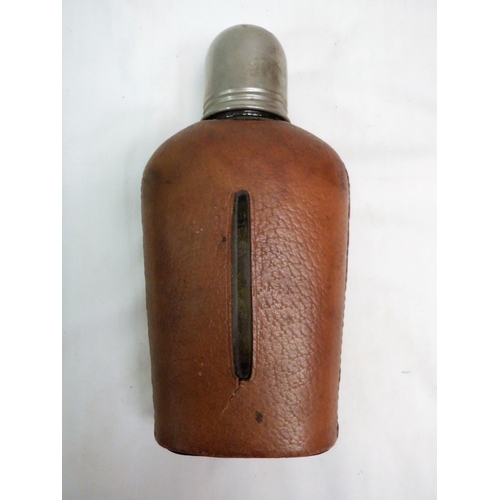 275 - Early 1900's Hip Flask with Leather Cover - Cork Missing otherwise good condtion