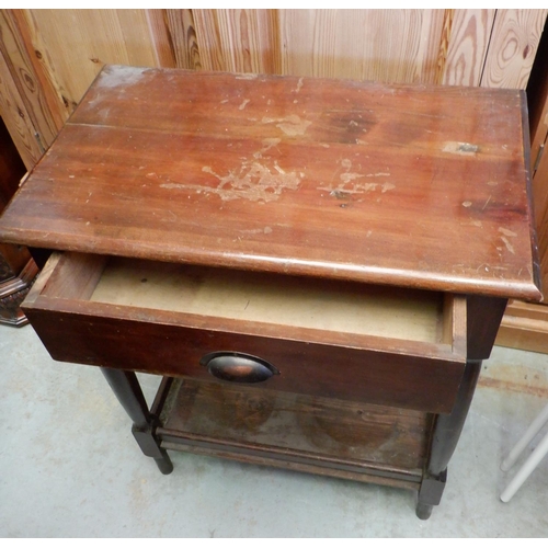 308 - Wooden Side Table with Top Drawer and Lower Shelf