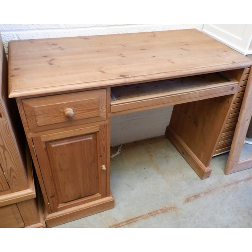 312 - Solid Pine Computer Desk with Drawer and Cupboard and a Pull Out shelf