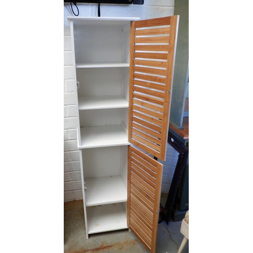 317 - Tall Bathroom Storage Cabinet with Bamboo Doors approx. 40 x 40 x 160cm