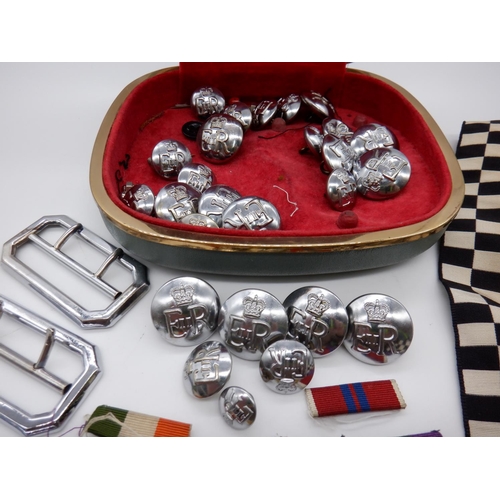 337 - A Selection of Metal Police Buttons and Buckles , HandBand and Oddments