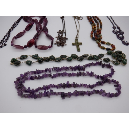 339a - An Amethyst and Other Assorted Necklaces