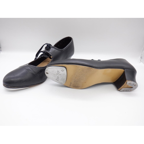 340c - A Pair of Size 6 Katz Tap Shoes with front an back tips with sounding board add on ( encouraging per... 