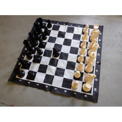 345 - Garden Chess Game with all Components approx. 90cm x 90cm