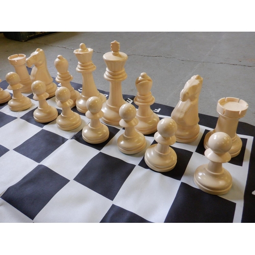 345 - Garden Chess Game with all Components approx. 90cm x 90cm