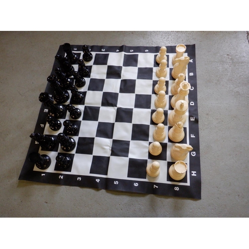 345 - Garden Chess Game with all Components approx. 90cm x 90cm